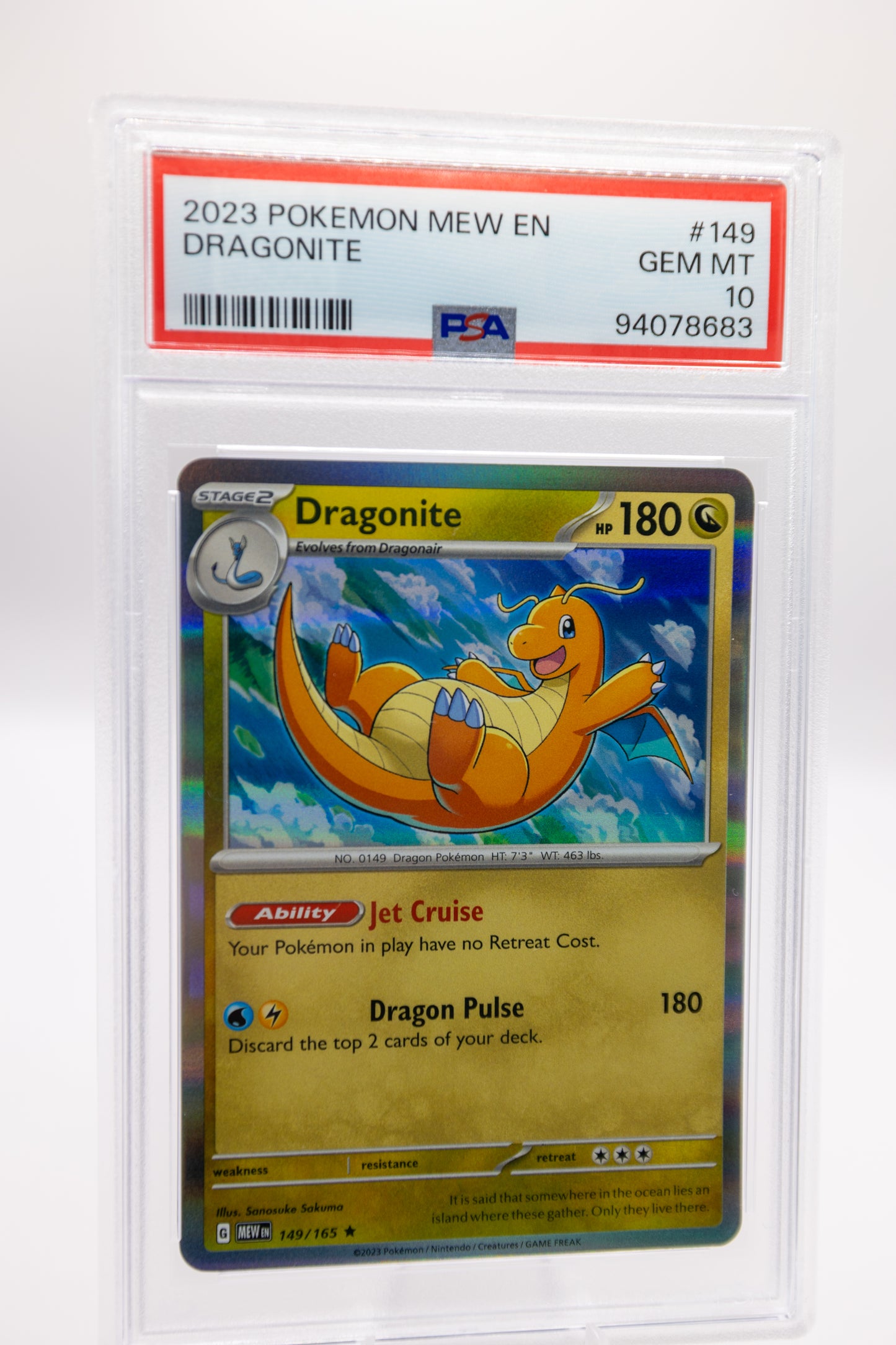 2023 Pokémon 151 Dragonite Holo (#149) - PSA 10 (Gem Mint Condition)